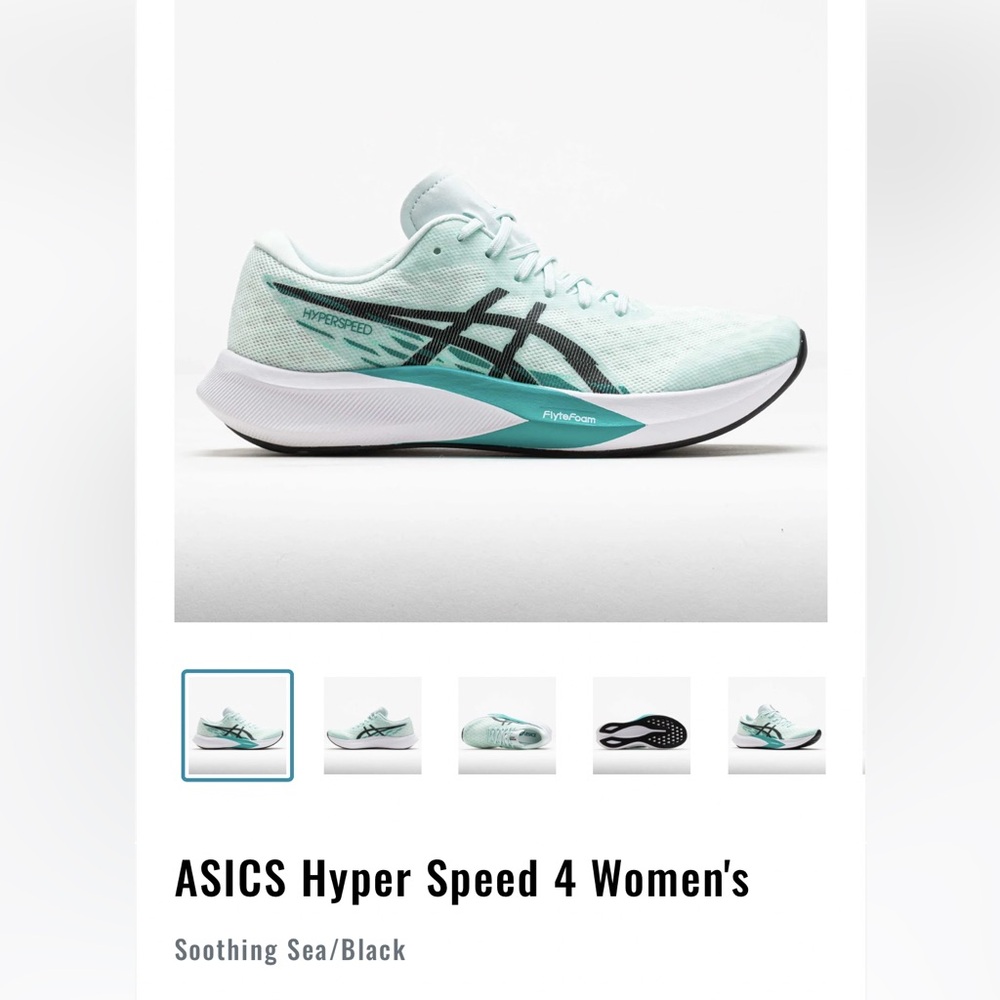 Asics Hyperspeed 4 Womens Running 1012B677-400 Soothing Sea/Blk NWOB Sz 7.5